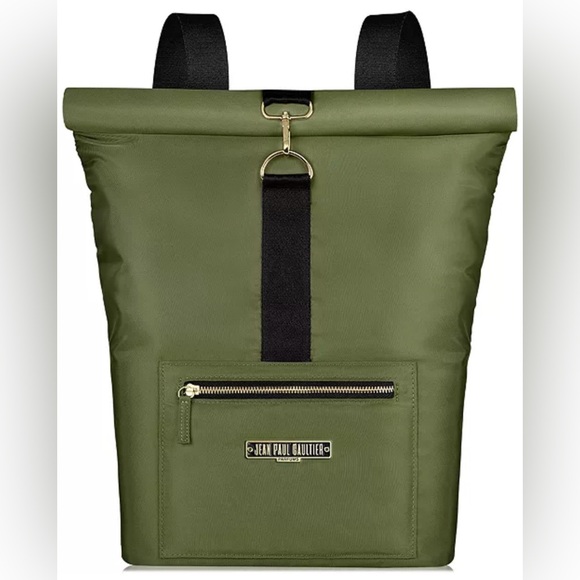 Jean Paul Gaultier Other - Jean Paul Gaultier PARFUM Olive Green Nylon Backpack | NWOT | Orange Interior